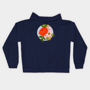 Vintage Floral Rose Botanical Bouquet Kids Hoodie